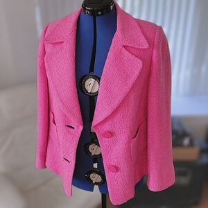 Vtg Y2K Planet fuschia bouclé wide collar blazer jacket